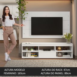 Rack com Painel para Tv até 65 Polegadas Branco Orlando Madesa - 5
