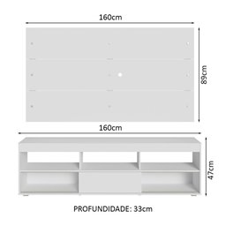 Rack com Painel para Tv até 65 Polegadas Branco Orlando Madesa - 3