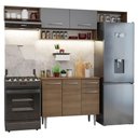 Ver imagem 2 de Armário de Cozinha Completa 225cm Rustic/cinza Emilly Madesa 01 Rustic/cinza