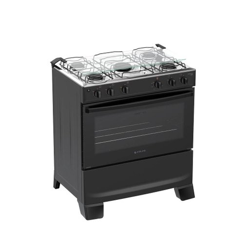 Fogão Gás Atlas Monaco Plus 5 Bocas Preto Acendimento Automático