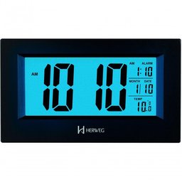 Relógio Despertador Digital Luz Noturna Preto Herweg 2972 Preto - 1