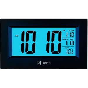 Relógio Despertador Digital Luz Noturna Preto Herweg 2972 Preto
