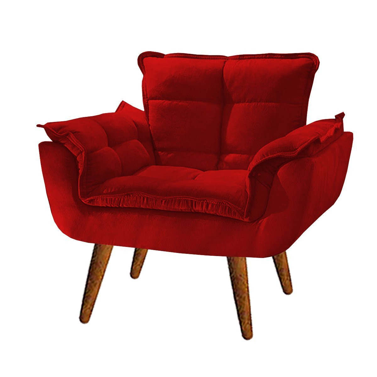 Poltrona decorativa opala confortável para sala quarto recepção suede luxo arapongas decor Vermelha - 2