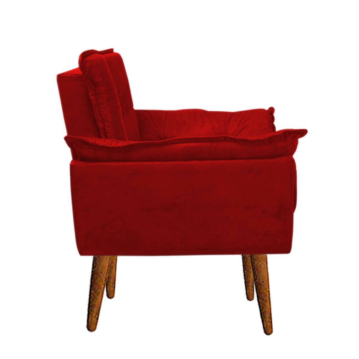Poltrona decorativa opala confortável para sala quarto recepção suede luxo arapongas decor Vermelha - 3