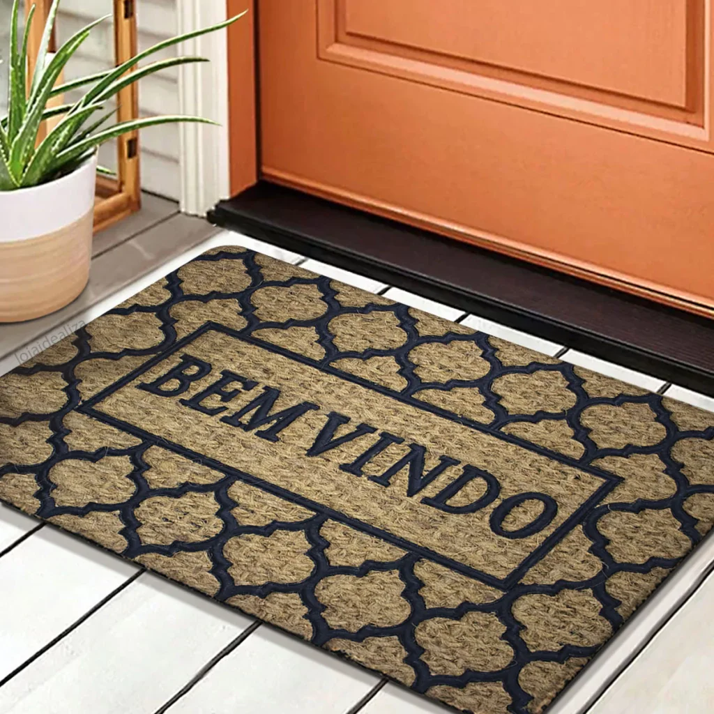 Ver imagem 1 de 1 Tapete Porta Capacho Fibra Coco Antiderrapante 40x60 P4