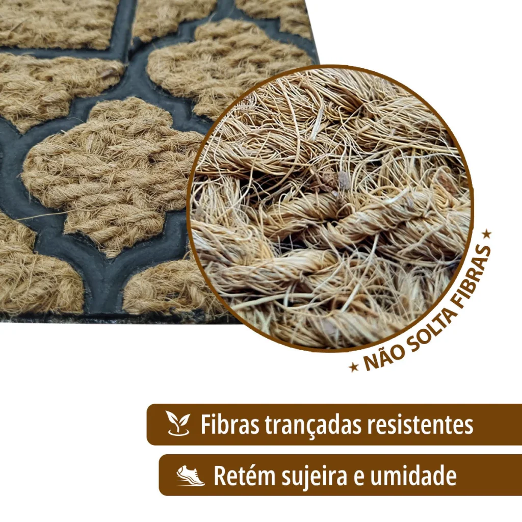 Ver imagem 4 de 1 Tapete Porta Capacho Fibra Coco Antiderrapante 40x60 P4
