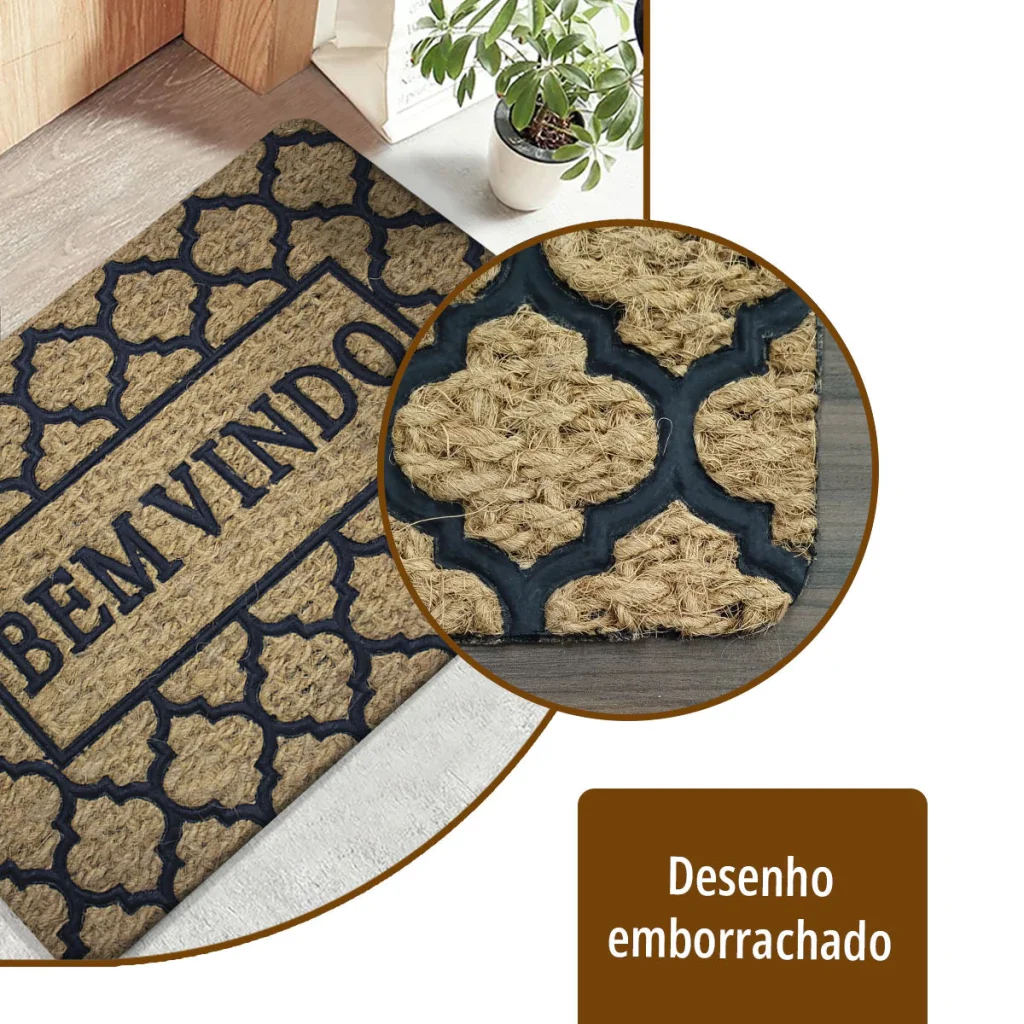 Ver imagem 5 de 1 Tapete Porta Capacho Fibra Coco Antiderrapante 40x60 P4