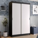 Ver imagem 1 de Guarda-Roupa Solteiro Madesa Tokio 2 Portas de Correr 2 Gavetas Preto/Branco Cor:Preto/Branco