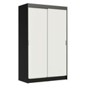 Ver imagem 2 de Guarda-Roupa Solteiro Madesa Tokio 2 Portas de Correr 2 Gavetas Preto/Branco Cor:Preto/Branco