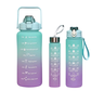 Garrafa Squeze Motivacional Tripla Bpa Free Enfeites Adesivo: Verde/lilas - 1