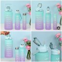 Ver imagem 6 de Garrafa Squeze Motivacional Tripla Bpa Free Enfeites Adesivo: Verde/lilas