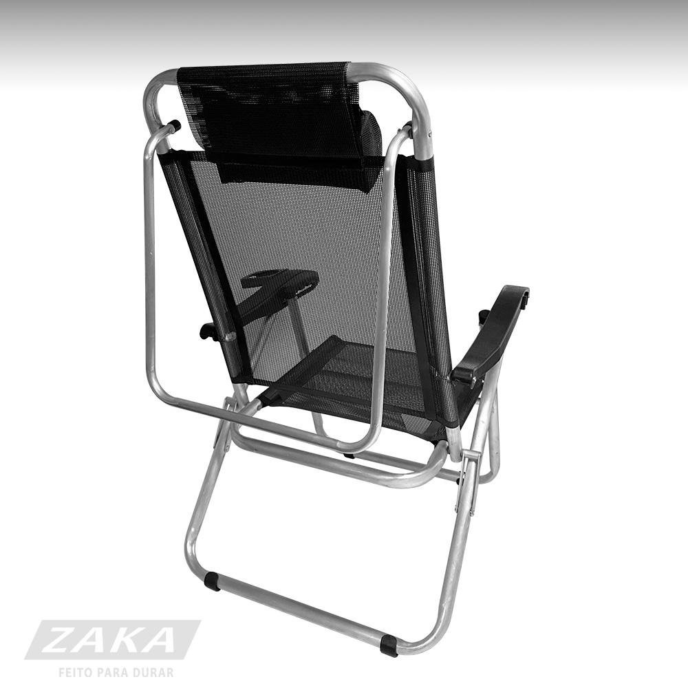 Cadeira de Praia Alum UP Line Preta Zaka 120KG 5 Posições - 2