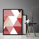 Ver imagem 2 de Quadro Decorativo Geométrico Vermelho Branco - 70x50cm:moldura Preta