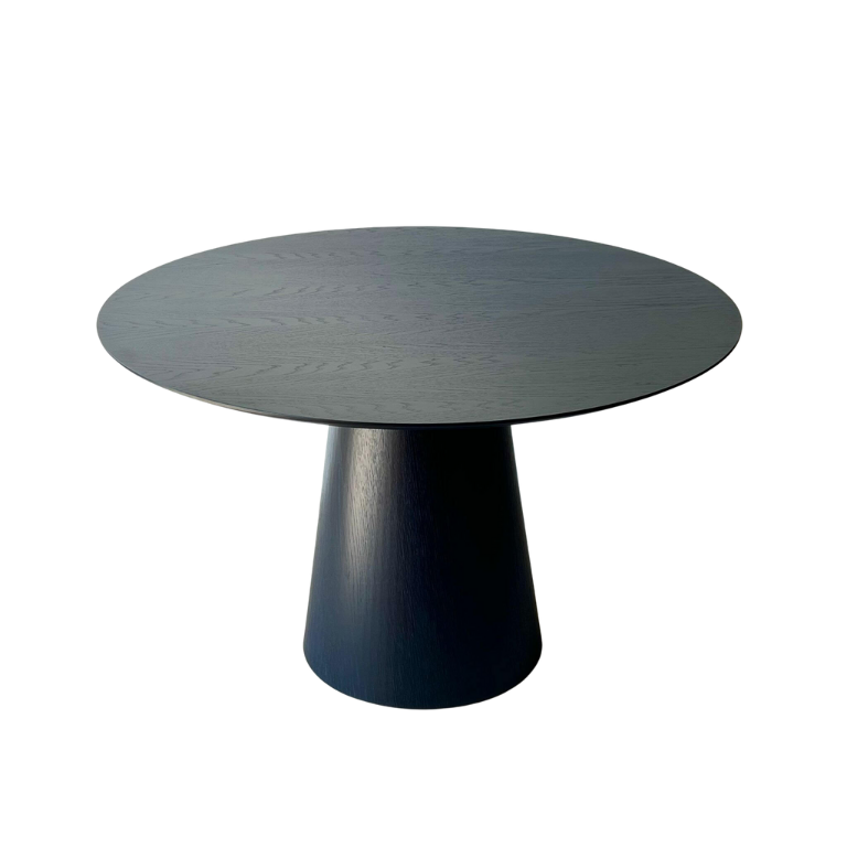 Mesa de Jantar Cone Redonda 130 Cm Base Madeira Ébano Tampo Ébano Linn Design Decor