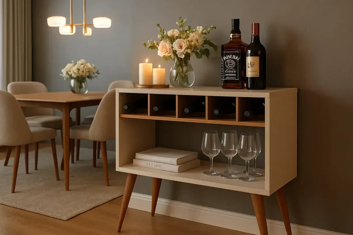 Aparador Athenas Mdf 90x88x34cm Resistente Prático:offwhite/naturale