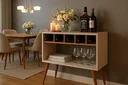 Ver imagem 1 de Aparador Athenas Mdf 90x88x34cm Resistente Prático:offwhite/naturale