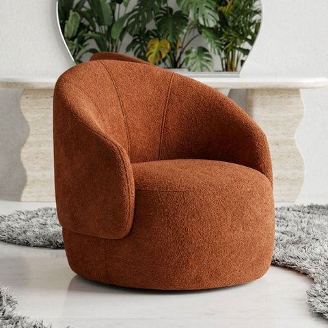 Poltrona Decorativa Orgânica Saara Sala de Estar Living Luxo Bouclê Terracota - Abmaza