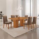 Ver imagem 1 de Mesa de Jantar Eloise Yasmin 180 cm Tampo MDF Canto Copo Laminado com 6 Cadeiras Moderna Mobília