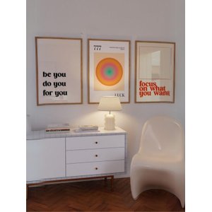 Kit 3 Quadros Decorativos Luck 777 Moderno - Moldura Preta