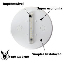 EcoLight Luminária Econômica - Base Branca Transparente - 110V - 3