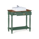 Ver imagem 2 de Bancada Aparador Mini Lavabo 1 Gaveta e Prateleira com Cuba Linz Móveis - Verde Musgo/imbuia Glazer