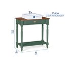 Ver imagem 5 de Bancada Aparador Mini Lavabo 1 Gaveta e Prateleira com Cuba Linz Móveis - Verde Musgo/imbuia Glazer