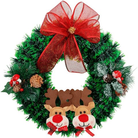 Guirlanda Natalina Decoração de Porta Noel Rena Urso de 40cm D