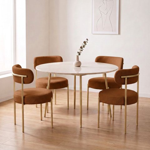 Cadeira Sala de Jantar Margara Kit 4 Base Aço Dourado Bouclê D03 - D'Rossi