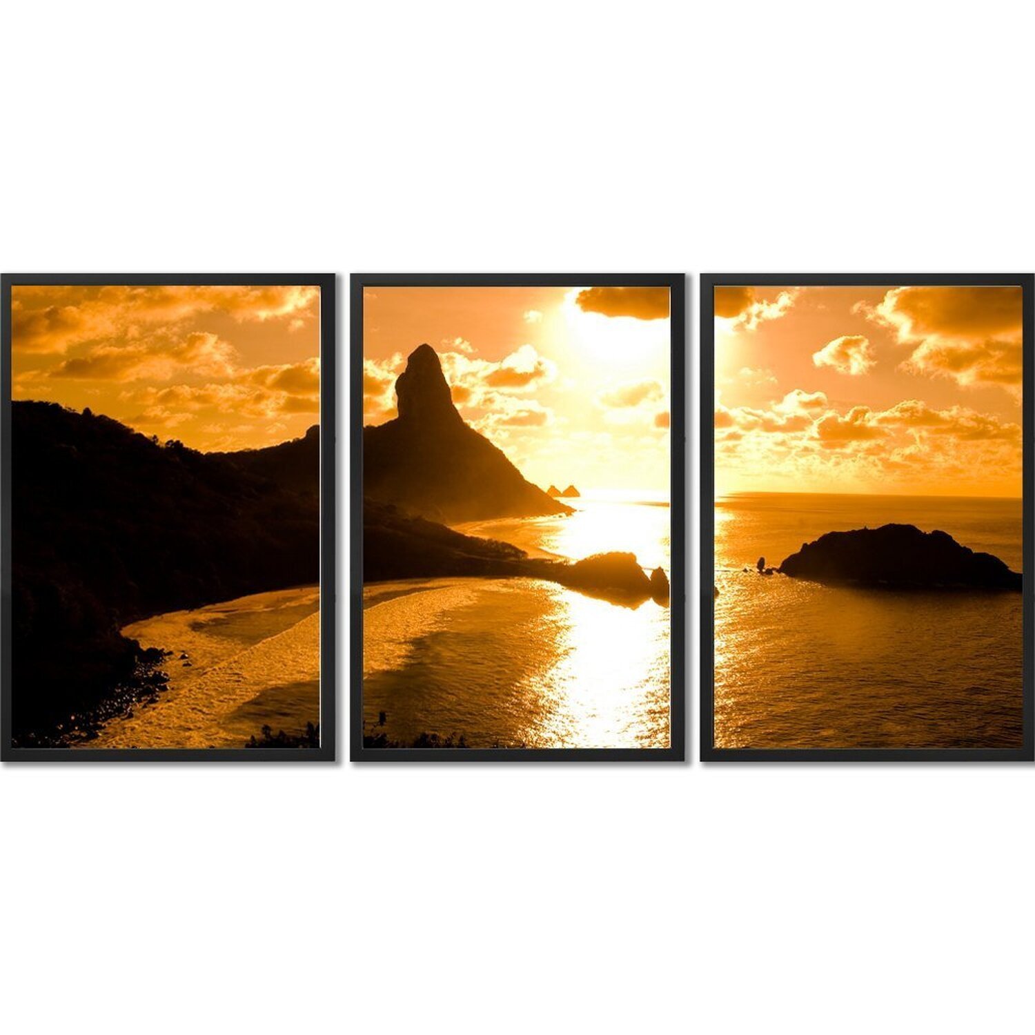 Quadro Decorativo 3 Telas Paisagem Fernando de Noronha Diversos Tamanhos - 1