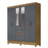 Guarda Roupa Casal New Mafra 7 Portas e 2 Gavetas com Espelho Freijó/Cinza - PR Móveis - 1