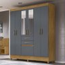 Guarda Roupa Casal New Mafra 7 Portas e 2 Gavetas com Espelho Freijó/Cinza - PR Móveis - 2