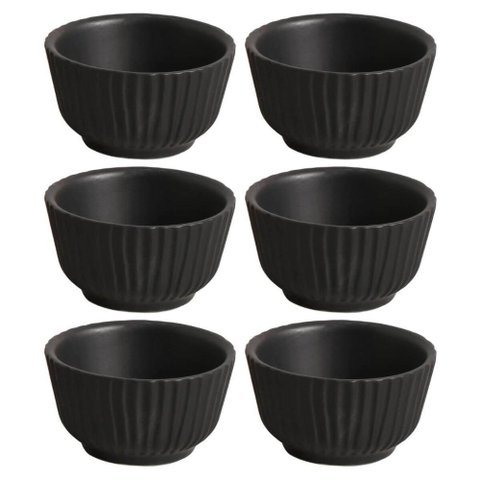 Kit 6 Ramequins 170ml Cerâmica Preto Matte 9x5cm Porto Brasil Molheira Shoyu Restaurante Japonês