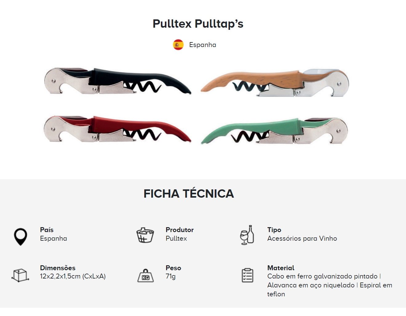 Saca-rolha Dois Estágios Abridor de Garrafa Pulltex Pulltaps:preto - 6