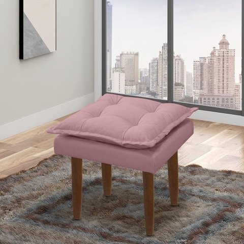 Puff Opala Retangular Sala e Quarto Bellamado Cor:rose