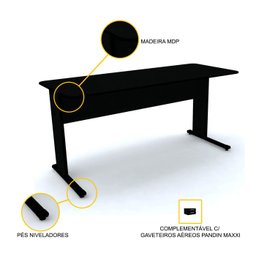 MESA P/ ESCRITÓRIO 152X61 PANDIN MAXXI - PRETO MX150 - 3
