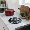Ver imagem 3 de Descanso de Panela Kit com 3 Redondo Mandala Acm Preto Trivet Suporte Panela Quente Cozinha Decoraçã
