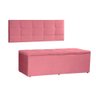 Kit Painel e Calçadeira Baú Queen 1,60m Roma Suede Rosa - Pallazio - 1