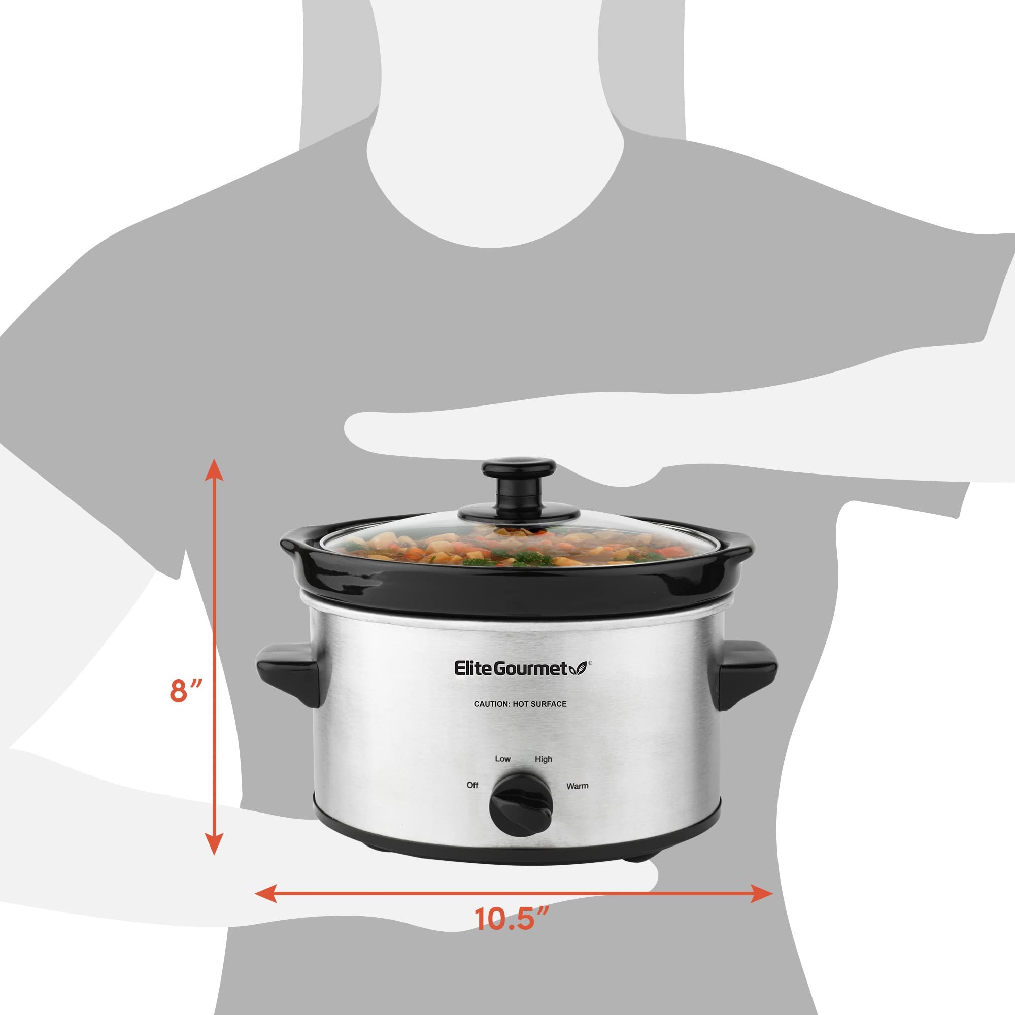 Elite Gourmet Mst-275xs Slow Cooker Oval 2qt Aço Inoxidável - 8