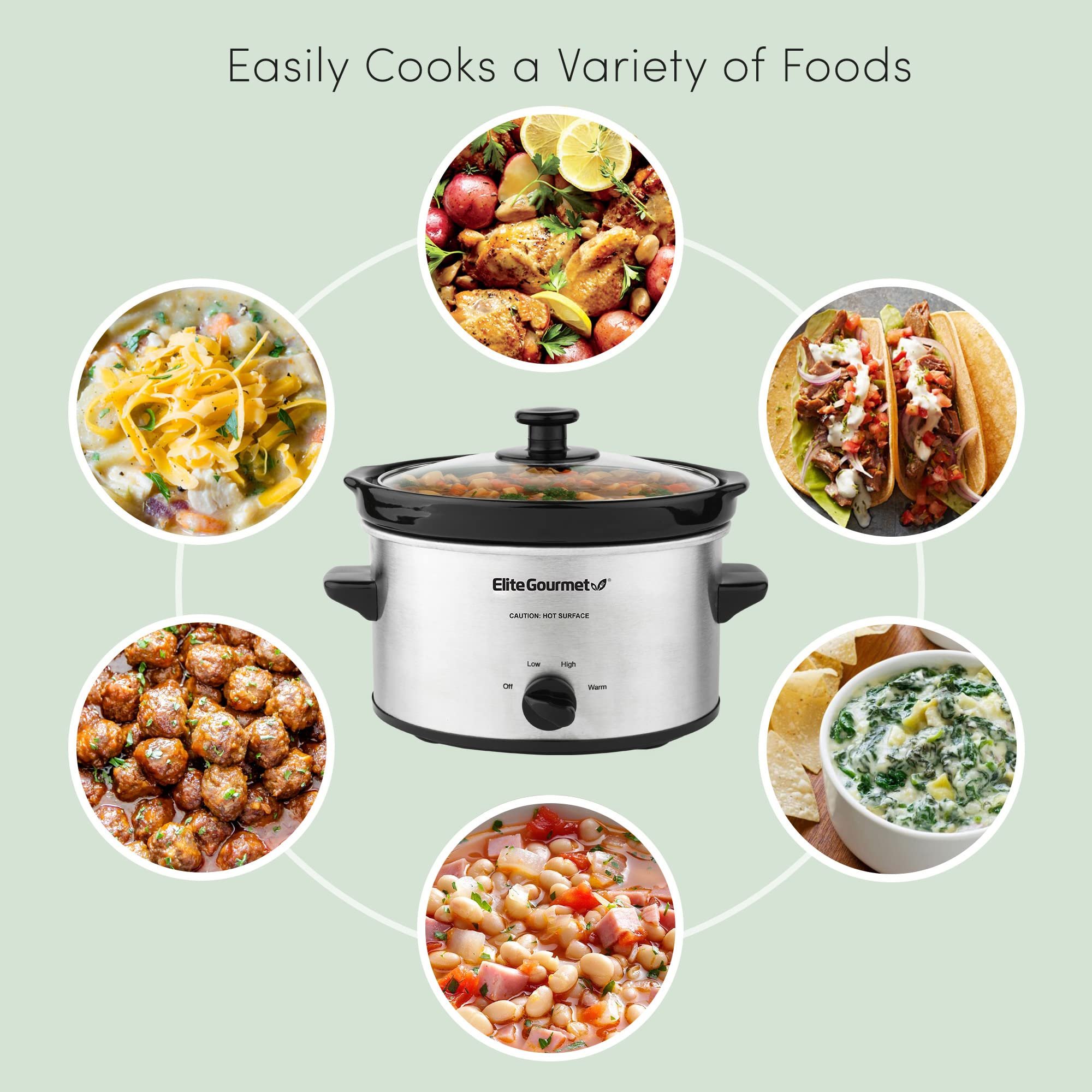 Elite Gourmet Mst-275xs Slow Cooker Oval 2qt Aço Inoxidável - 3