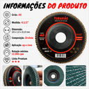 Ver imagem 4 de Kit 5 Disco Flap 4.1/2" (G40) Premium - Tubarão