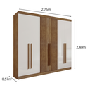 Ver imagem 3 de Guarda Roupa Casal Ripado 6 Portas 6 Gavetas da Vinci Ipê Off White 100% Mdf - D' Doro