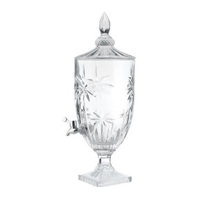 Dispenser Suqueira de Cristal C/pé e Tampa Palm Tree Transparente 4 Litros Wolff