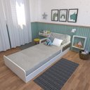 Ver imagem 1 de Cama Infantil Montessoriana Solteiro New Cori Branco/Carvalho Mel