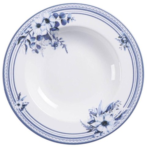 Prato Fundo 23cm Tramontina Azzura Porcelana Decorada 330ml Servir Sopas Calados