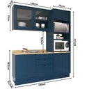 Ver imagem 4 de Cozinha Compacta Modulada com Vidro 3 Peças 6 Portas 3 Gavetas Sevilha Azul/Órion/Carvalho Nature