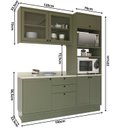 Ver imagem 4 de Cozinha Compacta Modulada com Vidro 3 Peças 6 Portas 3 Gavetas Sevilha Verde/Hill/Cinza Argila