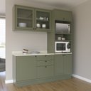 Ver imagem 1 de Cozinha Compacta Modulada com Vidro 3 Peças 6 Portas 3 Gavetas Sevilha Verde/Hill/Cinza Argila