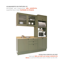 Ver imagem 5 de Cozinha Compacta Modulada 3 Peças com Balcão, Armário Aéreo com Vidro e Torre Quente em MDF Sevilha Verde Hill/Carvalho Nature