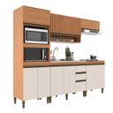 Ver imagem 3 de Cozinha Completa Modulada 5 Peças com Torre Quente e Aéreo Ripado Cecília Marrom/Freijó/Off White