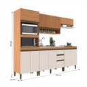 Ver imagem 4 de Cozinha Completa Modulada 5 Peças com Torre Quente e Aéreo Ripado Cecília Marrom/Freijó/Off White